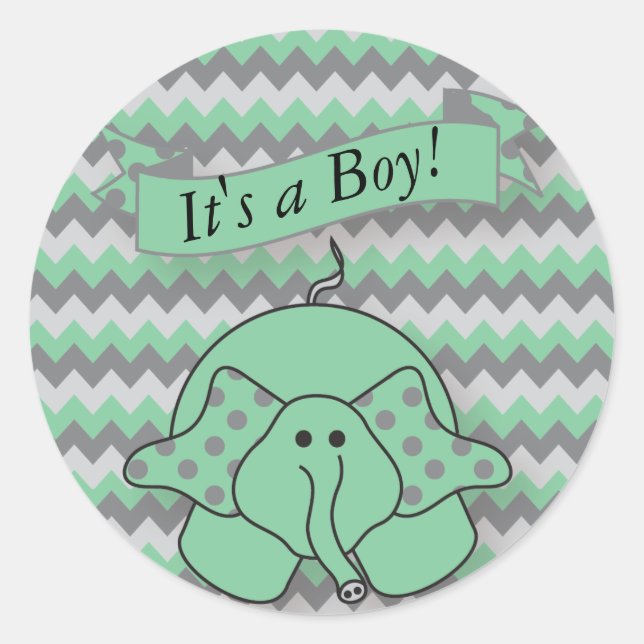 Adesivo Mint Green e Cinza Chevron Baby Elephant (Frente)