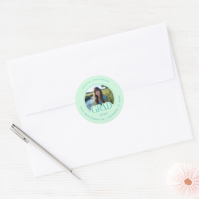 Adesivo Mint Green Photo Address Graduate Envelope Seal (Envelope)