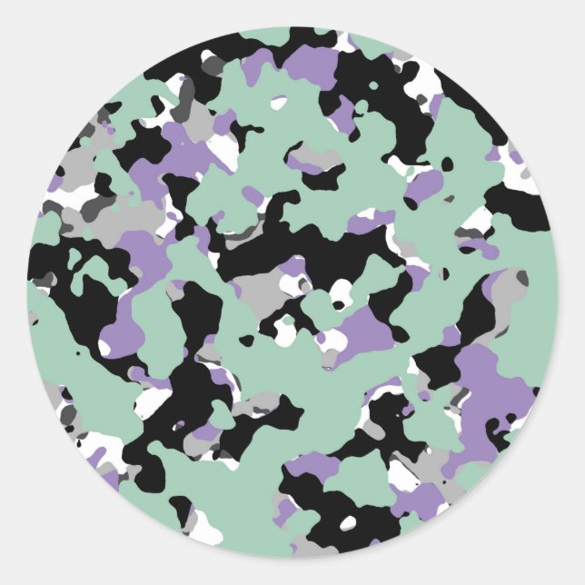 Adesivo Mint Green & Purple Camouflage Camo Party - Impres (Frente)
