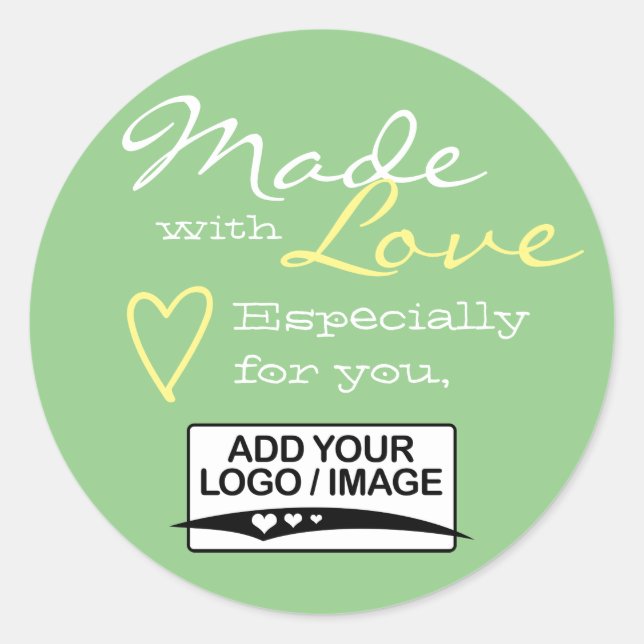 Adesivo Mint Green Simple Made with Love Logo Modelo (Frente)