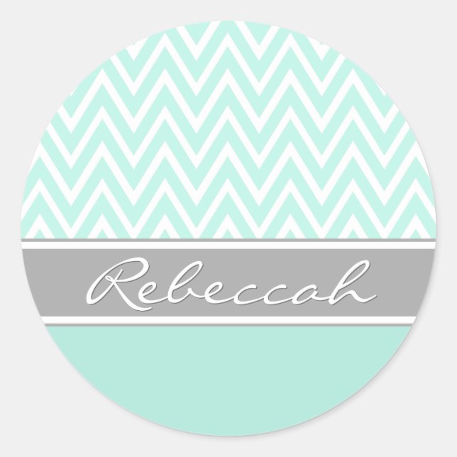 Adesivo Mint Green White Chevron Zigzag - Nome da Cinza do (Frente)