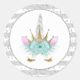 Adesivo Mint, Prata e Dourada Princesa do Unicórnio