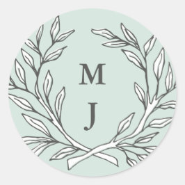 Adesivo Mint Rustic Monograma Wreath Sticker