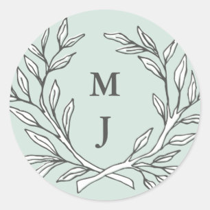 Adesivo Mint Rustic Monograma Wreath Sticker