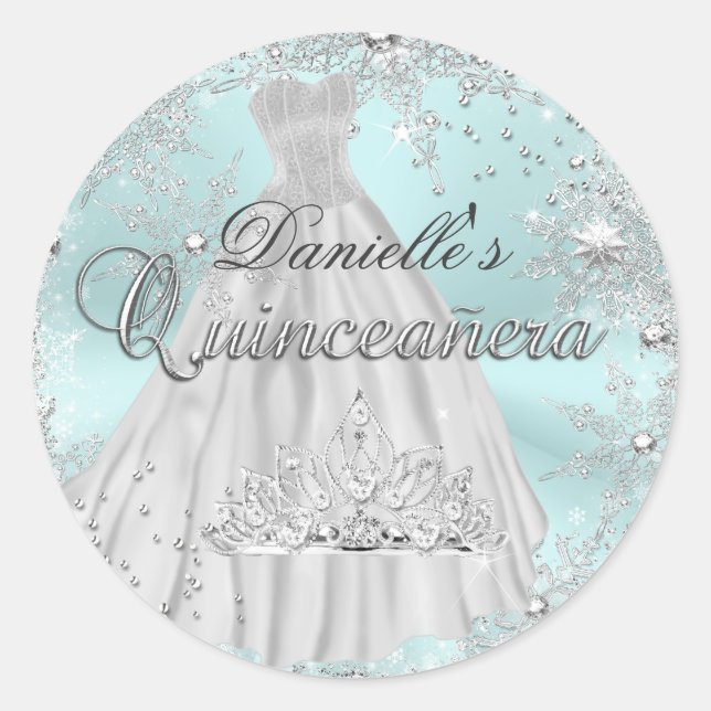 Adesivo Mint Sparkle Snowflake Quinceanera Sticker (Frente)