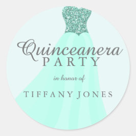 Adesivo Mint Teal Espalhando Glitter Gown Quinceanera Part