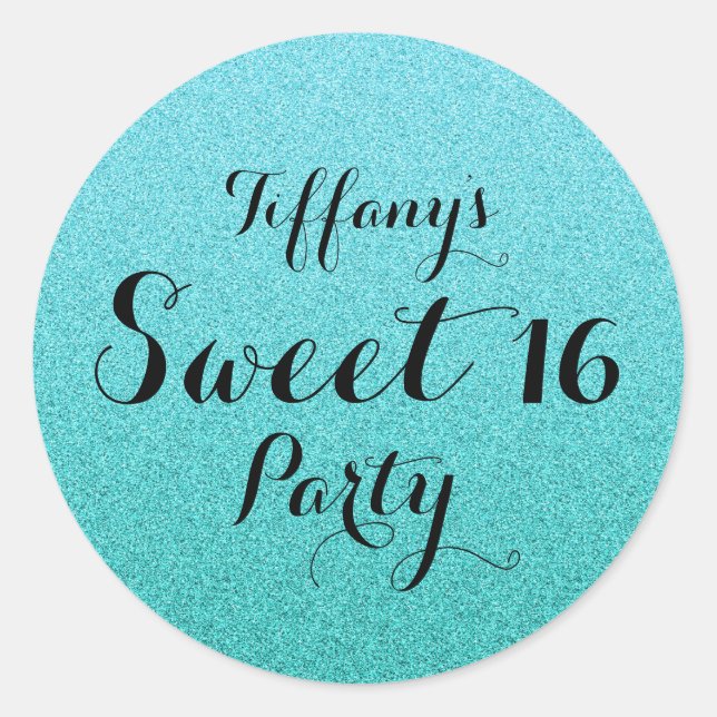 Adesivo Mint Teal Glitter Faux Ombre Sweet 16 Sticker (Frente)