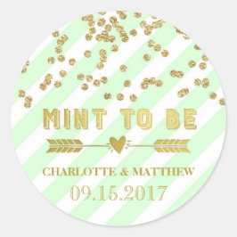 Adesivo Mint to Be Dourado Confetti Casamento Favoritos Ta