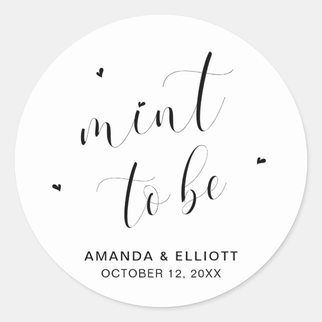 Adesivo Mint To Be Hearts Elegant Mints Wedding Favor (Frente)