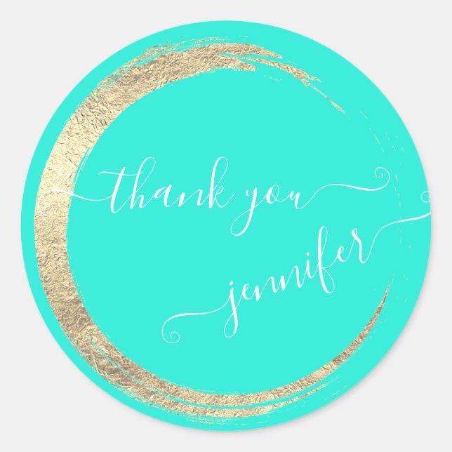 Adesivo Mint White Obrigado Frame Moderno Dourado (Frente)