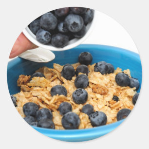Adesivo Mirtilos e close up do cereal