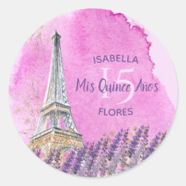 Adesivo Mis Quince Años Eiffel Torre Rosa Dourado Tema Par