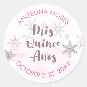Adesivo Mis Quince Anos Pink e Silver Snowflake