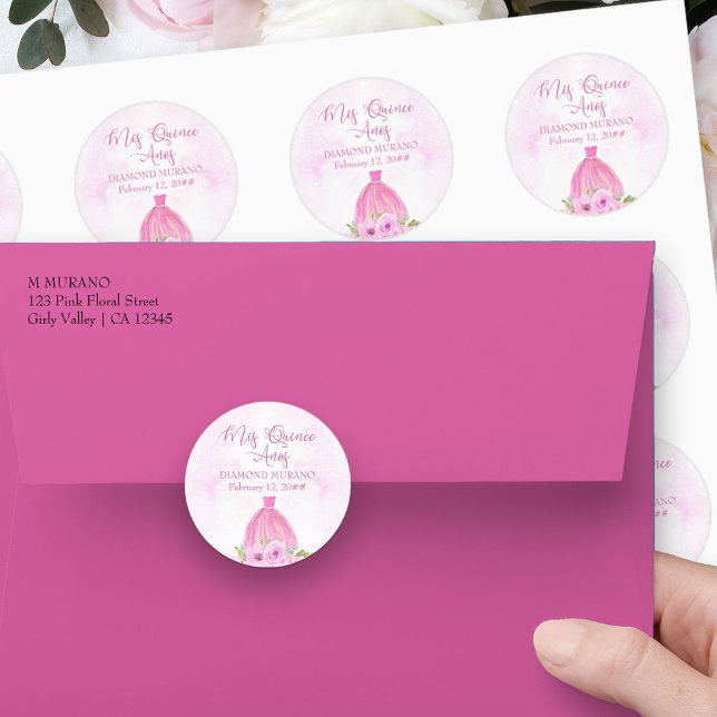 Adesivo Mis Quince Anos Pink Princesa Floral (Mis Quince stickers from my Galaxy Floral Princess Quinceanera collection
)