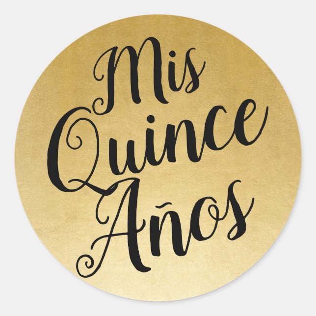 Adesivo Mis Quince Años Quinceañera Black e Dourado Favor (Frente)