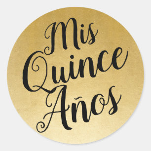 Adesivo Mis Quince Años Quinceañera Preto e Dourado Favo