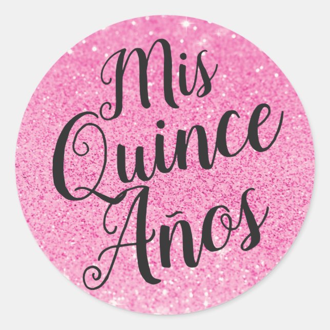 Adesivo Mis Quince Años Quinceañera Rosa Glitter (Frente)