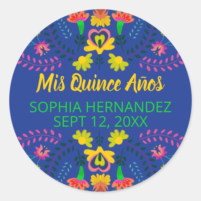Adesivo Mis Quince Anos Royal Blue Mexicano Festa (Frente)
