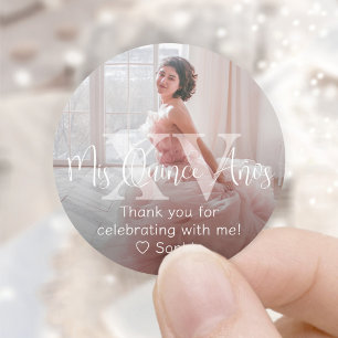 Adesivo Mis XV Años Modern Photo Quinceañera Obrigado