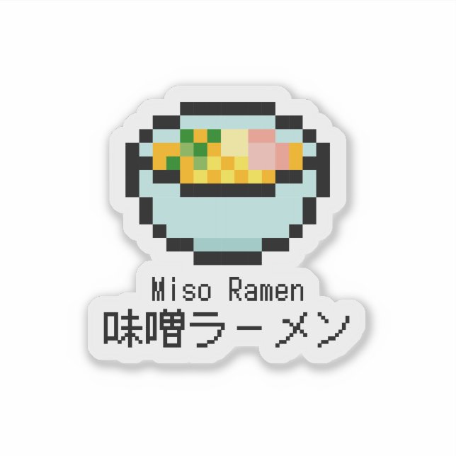 Adesivo Miso Ramen Retro Pixel Art (Frente)