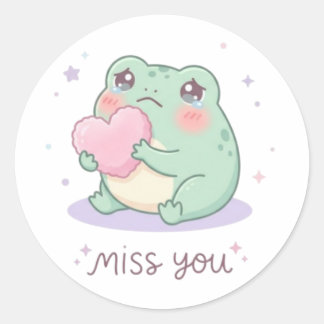 Adesivo Miss You Frog Sticker Cute Frog Holding Heart Emot