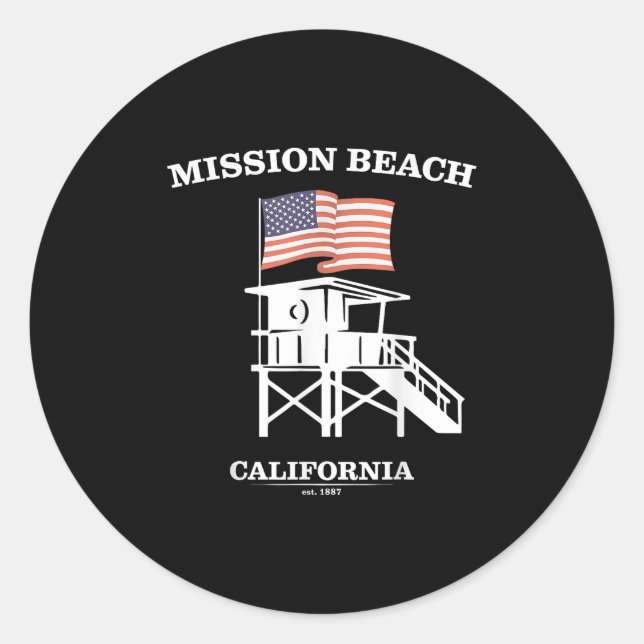 Adesivo Mission Beach Shirt Retro San Diego California Bea (Frente)