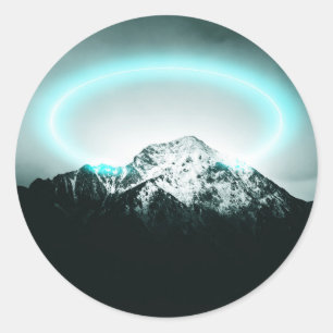 Adesivo Misteriosa luz azul-neon da montanha nevada