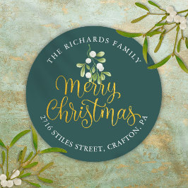 Adesivo MistletoDourado Endereço de Regresso de Feliz Nata