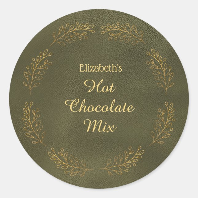 Adesivo Mistura de Cacau Quente de Natal Folhas de Ouro El (Frente)