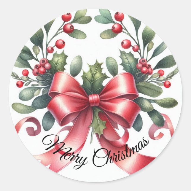 Adesivo Mistura elegante com aquarela Feliz Natal (Frente)