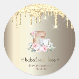 Adesivo Misturador de Flores de Cozinha com Brilho Dourado