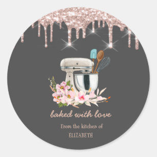 Adesivo Misturador Floral Brilho Gotas Padaria
