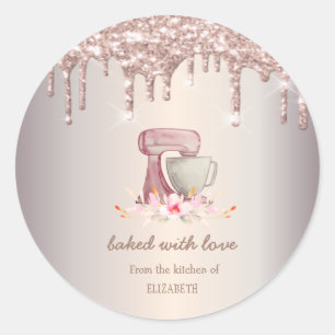 Adesivo Misturador Flores Rosa Dourado Brilho Gotejamento