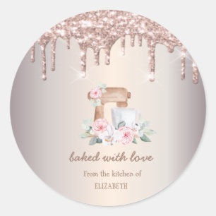 Adesivo Misturador Rosas, Brilho Rosa Dourado Gotejamento