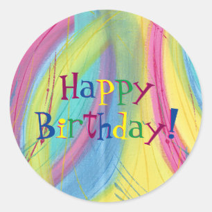 Adesivo Misturas Coloridas Vinhetas Felizes de Aniversári