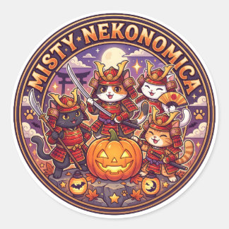 Adesivo MISTY NEKONOMICA Halloween Samurai Cat Round Stick