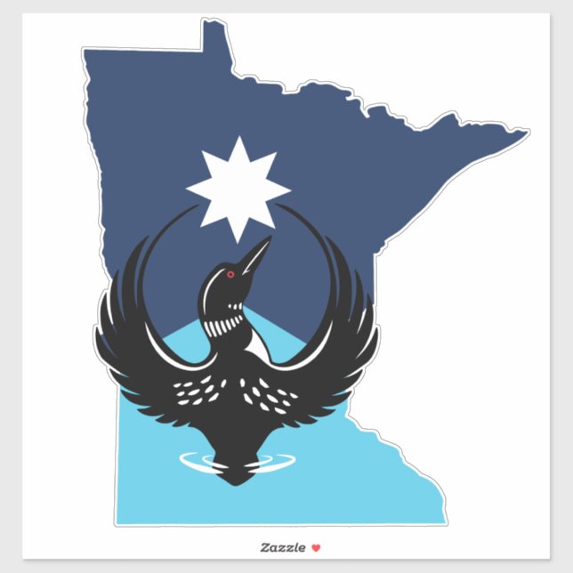 Adesivo MN Loon Rising - MN State flag (Folha)