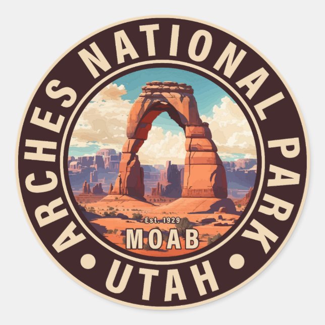 Adesivo Moab Arches National Park Utah Delicate Arch Retro (Frente)
