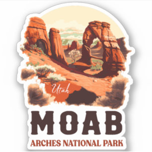 Adesivo Moab Utah Vintage Sunset Arches Adventure no exter