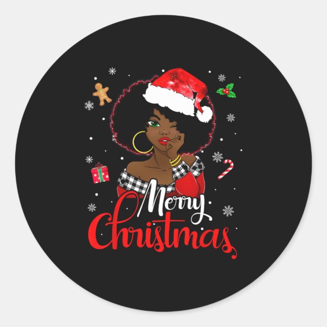 Adesivo moça africana negra melanina americana natal santa (Frente)