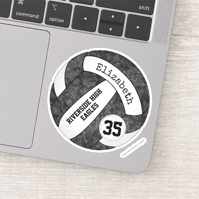 Adesivo Moças de vôlei preto com nome da equipe da escola (Detalhe)