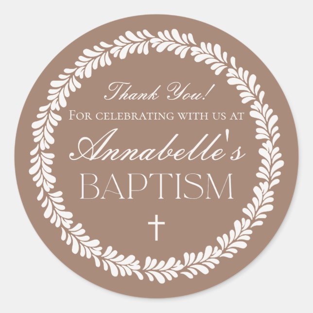 Adesivo Mocha Brown Talavera Espanhol Fiesta Baptism Favor (Frente)