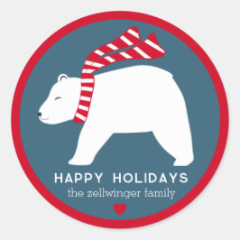 Adesivo mod polar bears- navy blue- round holiday stickers