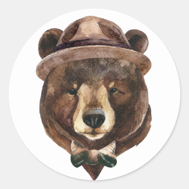 Adesivo Moda do Urso de Aquarela (Frente)