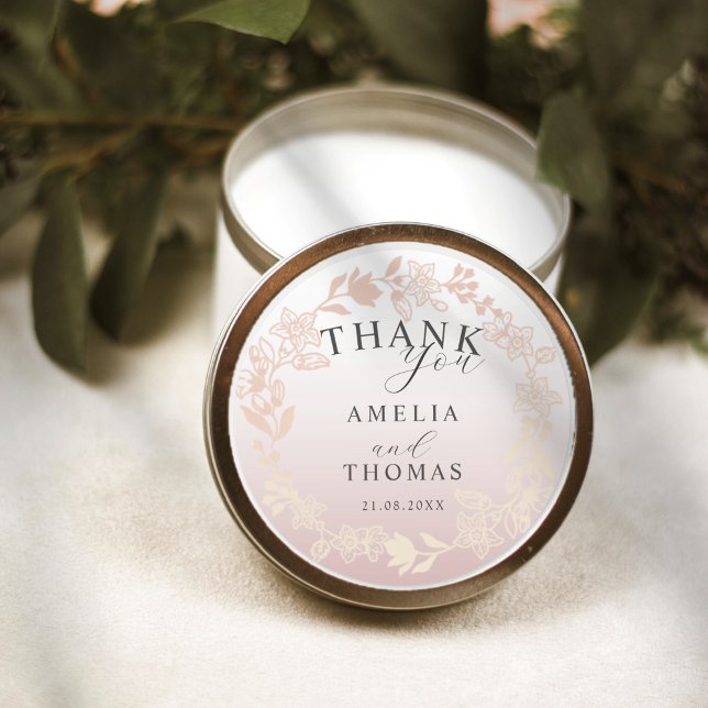 Adesivo Mode Rose Gold Wreath Wedding Favor (Criador carregado)