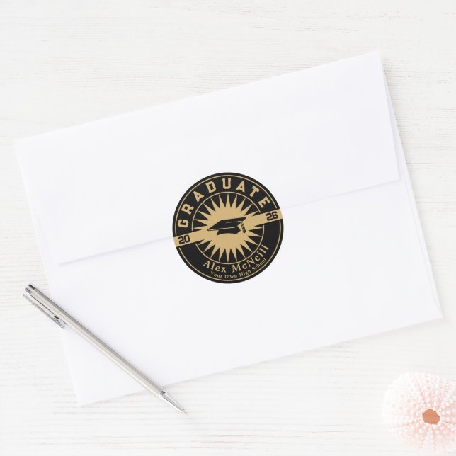 Adesivo Modelo Clássico de Formatura Dourado e Preto (Envelope)