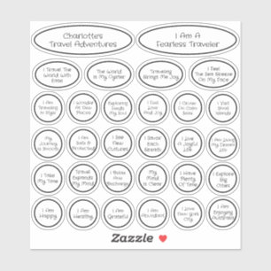 Adesivo modelo de Afirmação do Viagem preto e branco 30 em