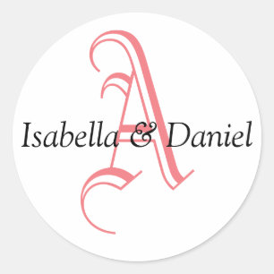 Adesivo Modelo de Casamento de Monograma Vermelho Branco N