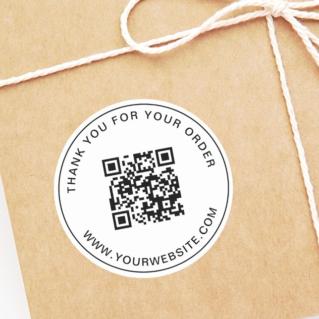 Adesivo Modelo de Código QR de Negócios Obrigado Rosa (Criador carregado)