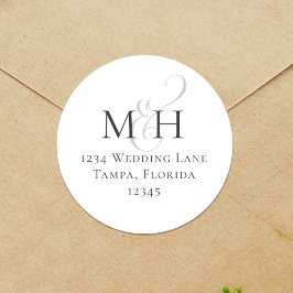 Adesivo Modelo de Endereço de Retorno de Monograma Simples